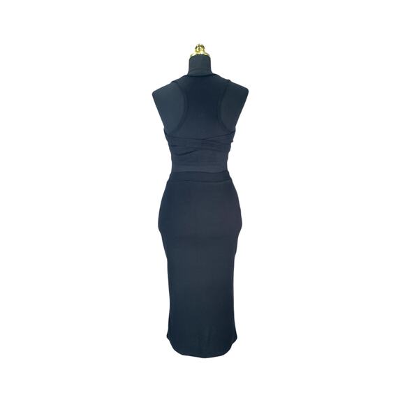 Women's Black 2-Piece Pencil Skirt & Crop Top Set - Size Large - Picture 2 of 5